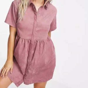 Missguided Blush Corduroy Smock Dress